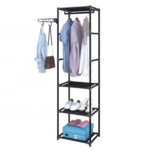 Freestanding Multifunctional Garment Rack and Shoe Clothing Organizer Shelves  Closet with Hooks