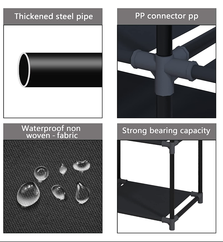 Freestanding Multifunctional Garment Rack and Shoe Clothing Organizer Shelves  Closet with Hooks