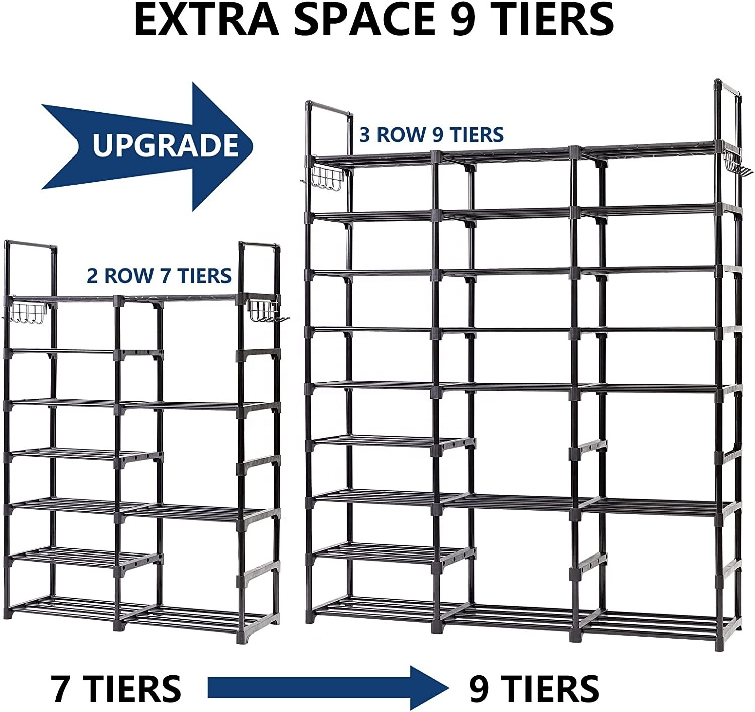 9 Tier Metal Shoe Rack Tall Shoe Storage Organizer Large Shoe Rack Organize