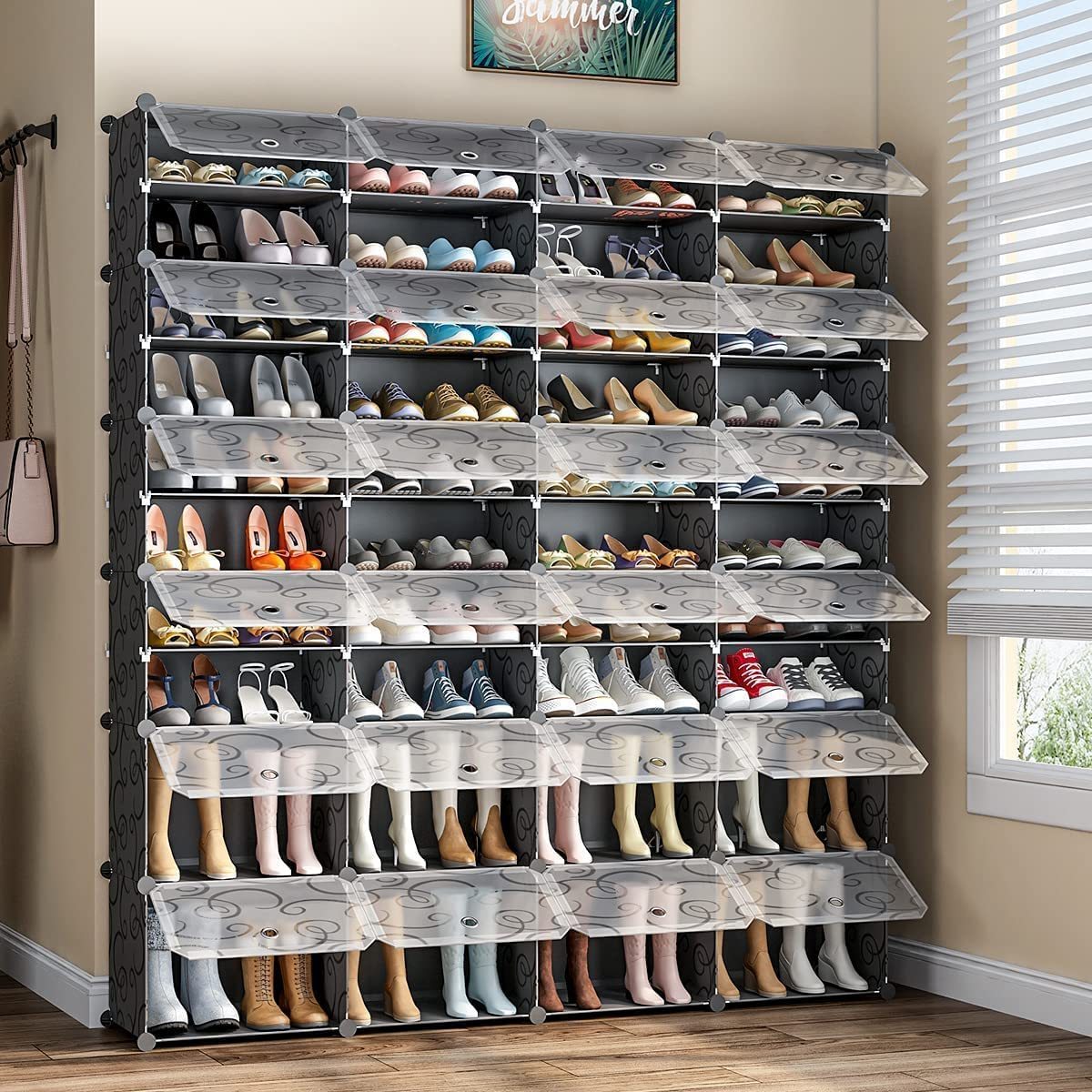 72 Pairs Shoe Rack Storage Expansion Shoe Cabinet Narrow Stand -up Space Saving Multifunctional Storage DIY Shoe Storage Cabinet