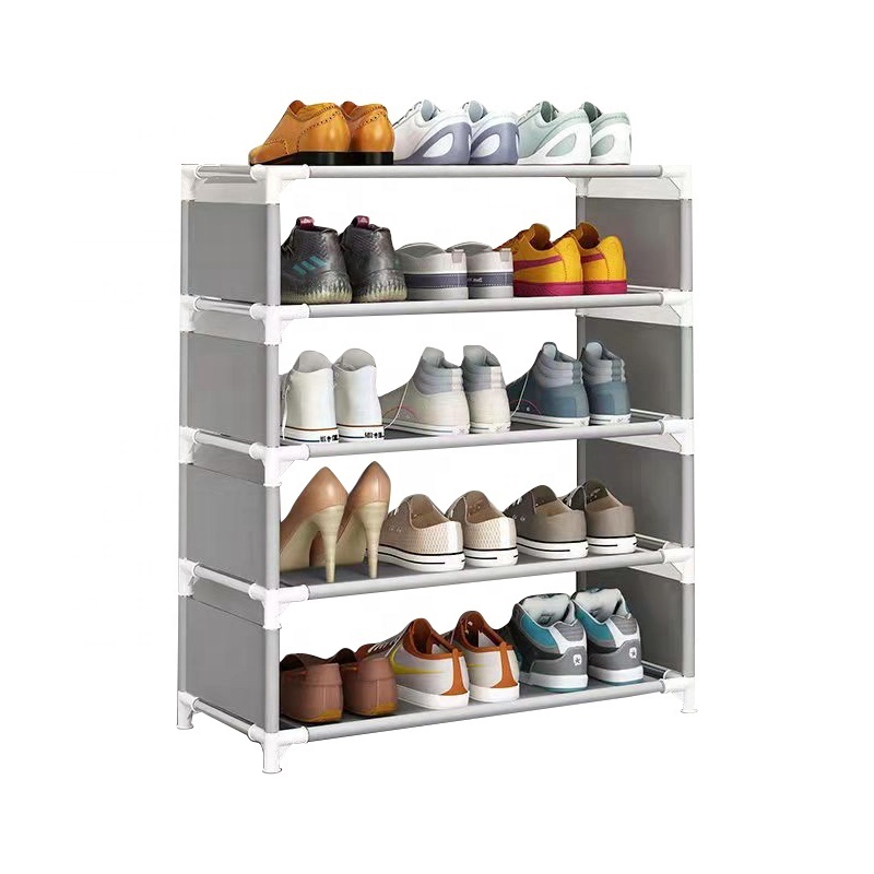 Portable 5 Tier Shoe Rack 2 Pack Tall Vertical Shoe Organizer 20 Pairs Space Saving Adjustable Stackable Shoe Rack