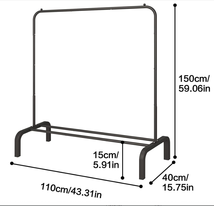 Metal  Clothing Garment Coat Rack  for Hanging Clothes with Bottom Shelf