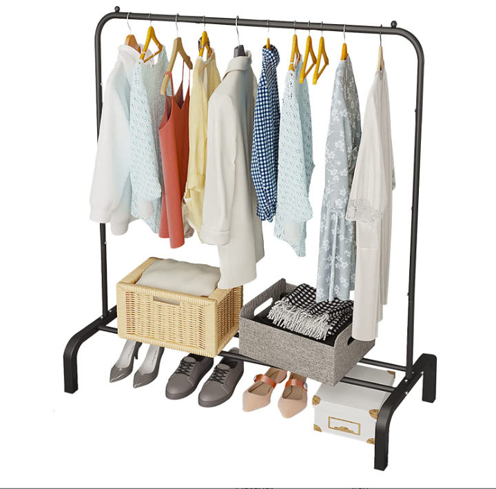 Metal  Clothing Garment Coat Rack  for Hanging Clothes with Bottom Shelf