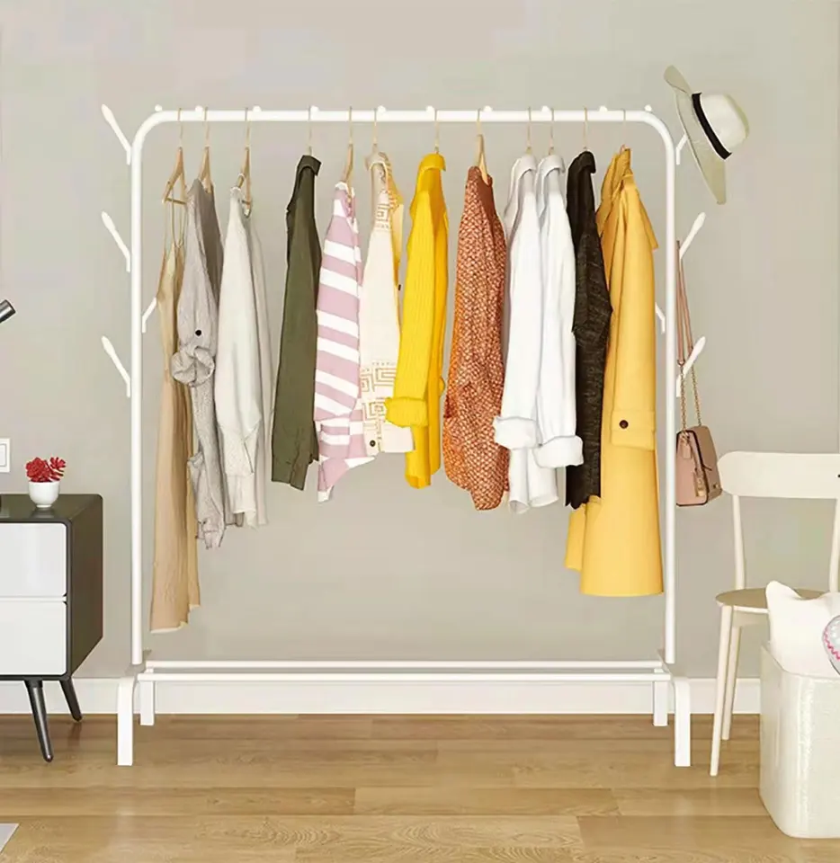 white and black home hall free standing dress shirt hat jacket umbrella metal clothes hanger stand coat stands with shoe rack