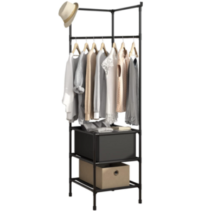 Coat Rack Simple Hall Tree Freestanding Closet Organizer with 2 Storage Shelves