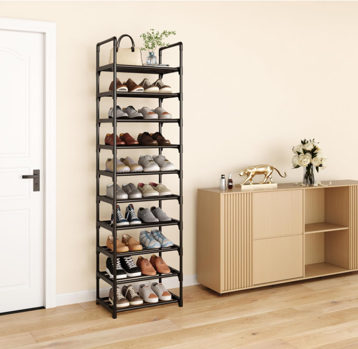 10 Tiers Metal Shoe Storage Rack Organizer 20-26 Pairs Shoe Tower Lager Shoe Storage Organizer For Closet