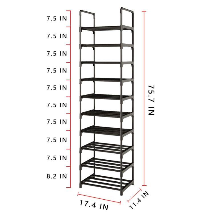 10 Tiers Metal Shoe Storage Rack Organizer 20-26 Pairs Shoe Tower Lager Shoe Storage Organizer For Closet