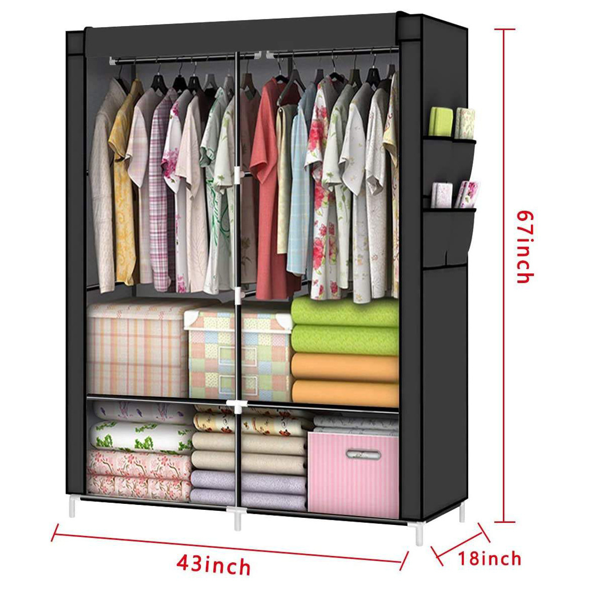 Factory Sale Clothes Storage Foldable Wardrobe Armario de tela Cheap Fabric wardrobe With non-woven fabric Cover