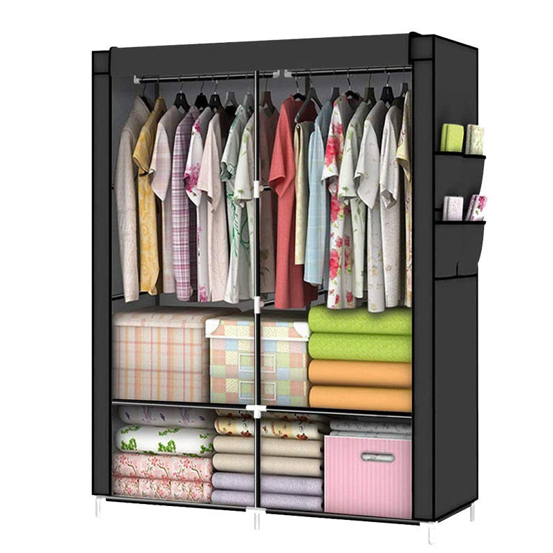 Factory Sale Clothes Storage Foldable Wardrobe Armario de tela Cheap Fabric wardrobe With non-woven fabric Cover