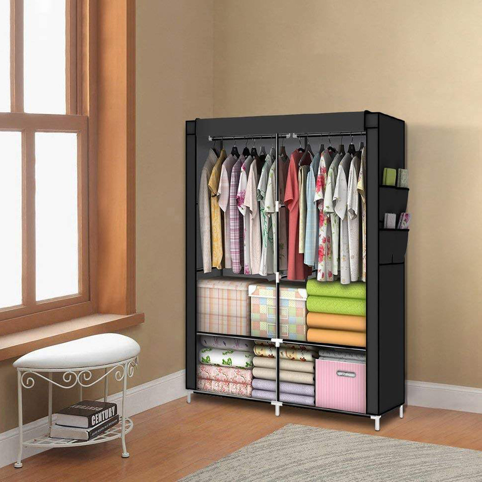 Factory Sale Clothes Storage Foldable Wardrobe Armario de tela Cheap Fabric wardrobe With non-woven fabric Cover