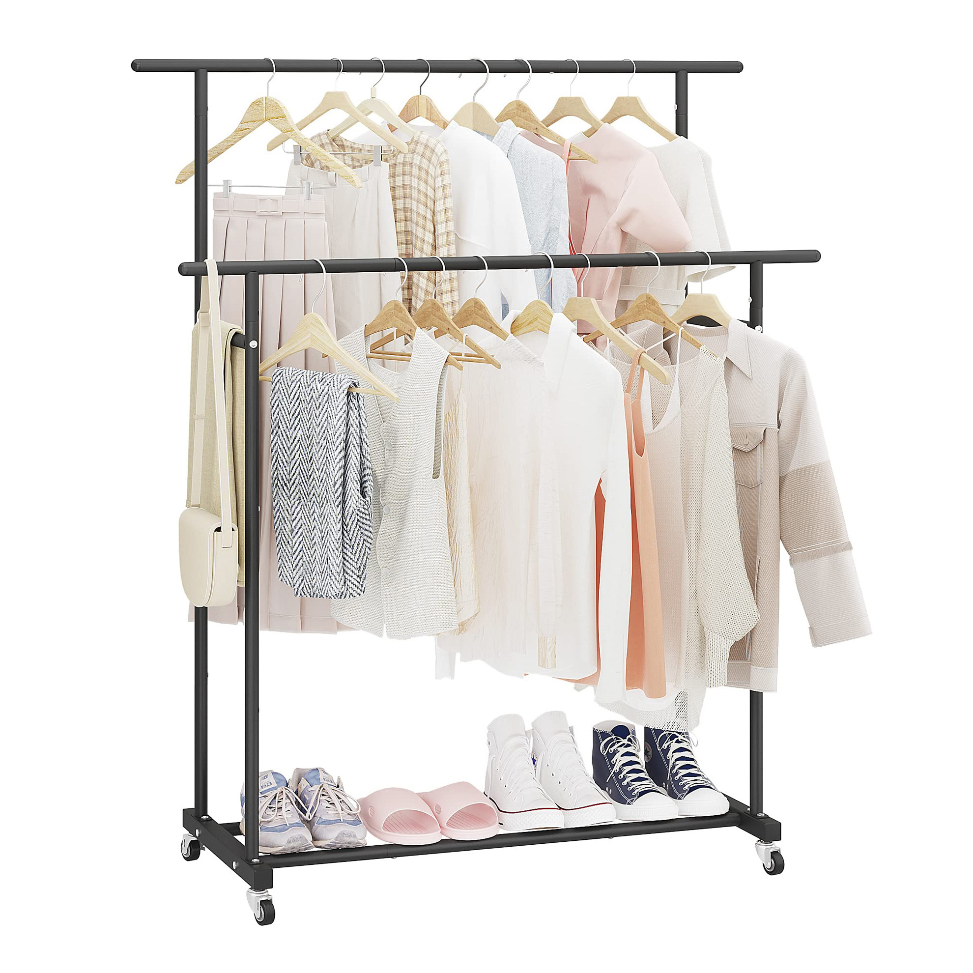 Versatile Home Entrance Floor Coat Rack 2 Way Multifunctional Shoe Rack Living Room Bedroom Stand Coat Rack With Pulley