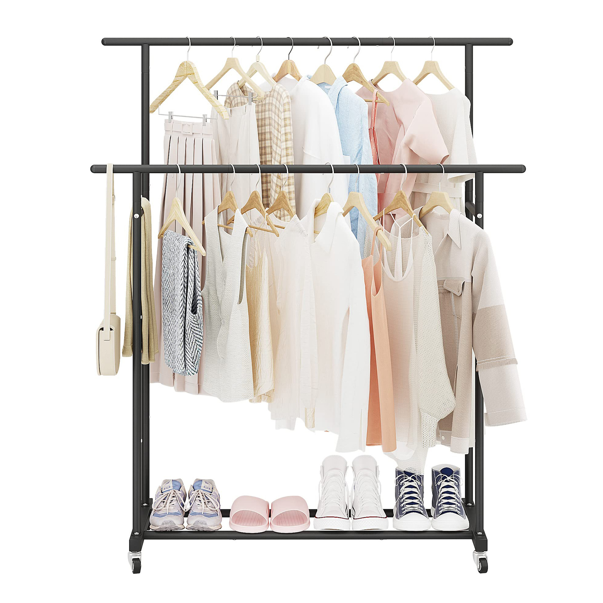 Versatile Home Entrance Floor Coat Rack 2 Way Multifunctional Shoe Rack Living Room Bedroom Stand Coat Rack With Pulley