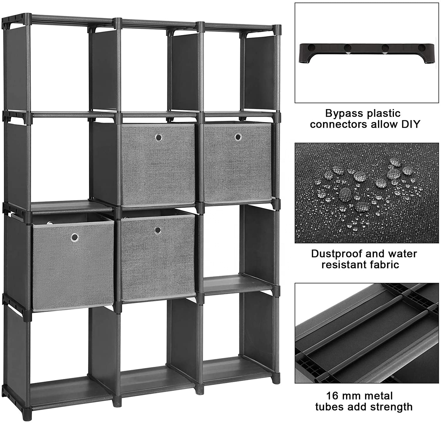 Cube Storage Organizer Black Storage Cubes Organizer Shelves Sturdy Storage Shelves with Organizer Bins Bookcase