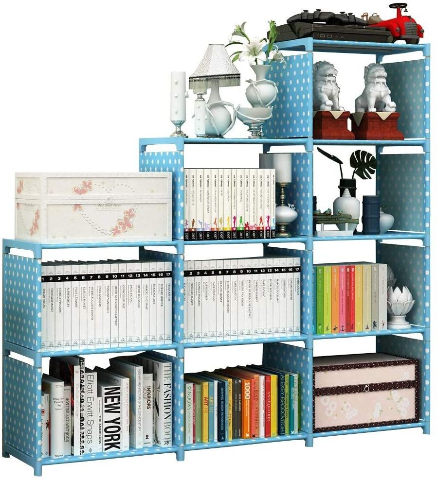 Bookshelf 9-Cube Storage Shelves Organizer Closet, Non-Woven Fabric DIY Bookcase Room Office Storage Cabinet for Clothes