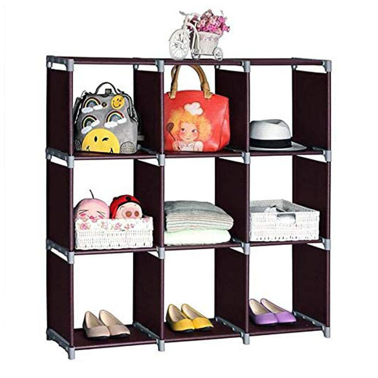 Assembled DIY 9 cube storage bookcase non-woven folding bookshelf suitable for home, office, bedroom, home storage