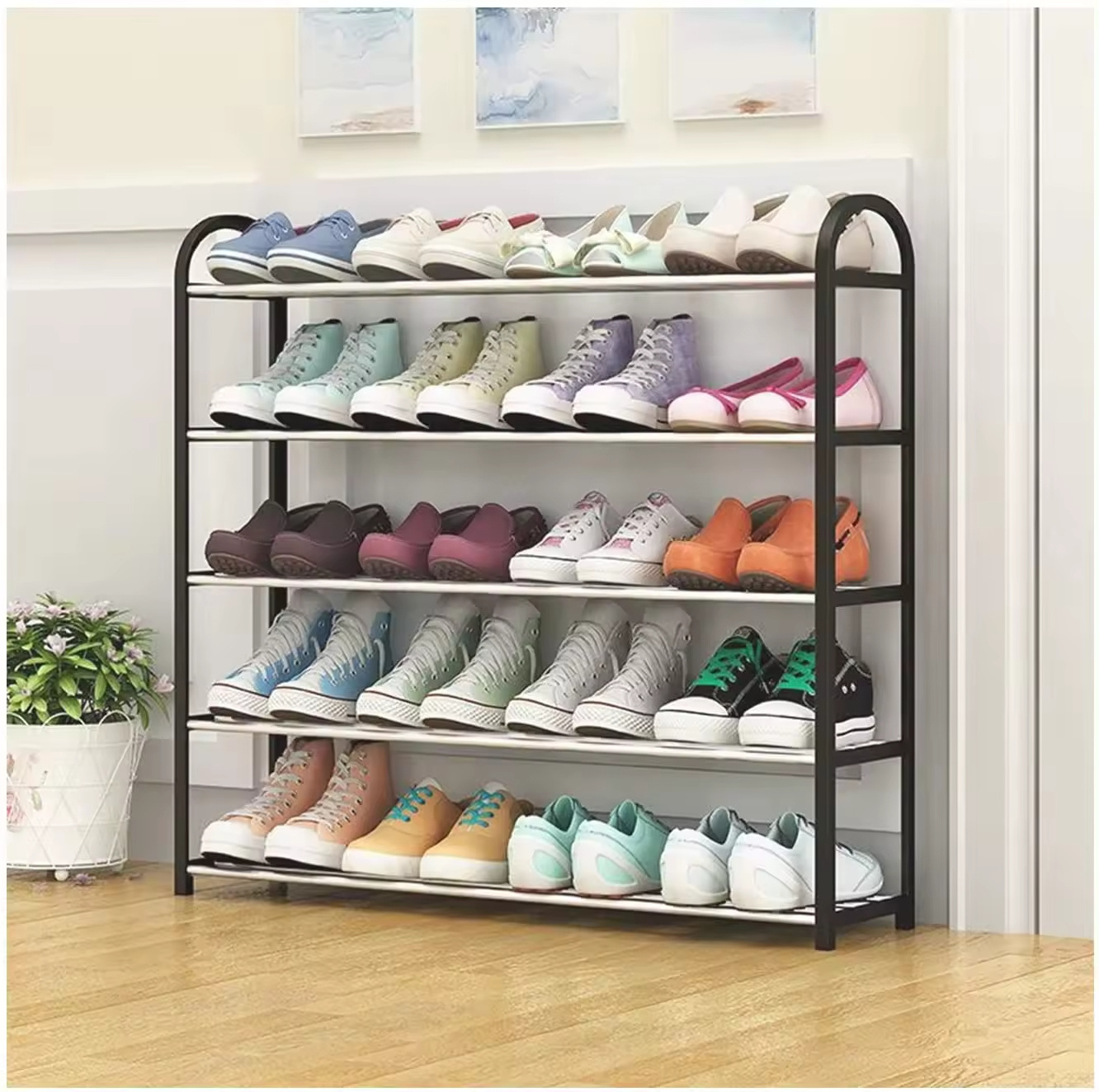 Home Entry Way Simple Foldable Shoe Rack Fashion Storage Organizer Adjustable Thin Shoe Rack