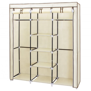 Wardrobe Double Rod Storage Organizer Portable Clothes Closet Non-woven Fabric Bedroom Furniture Home Furniture Modern Metal 4mm