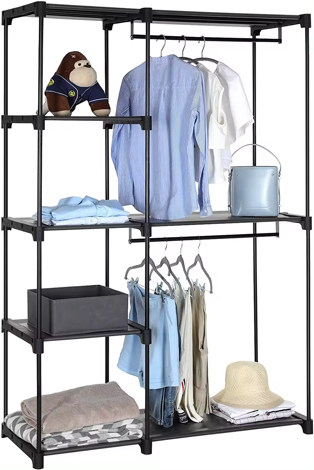 Buy Products Stand Alone Closet Organizer, Portable Closet with hanging rod, Hanger storage organizer