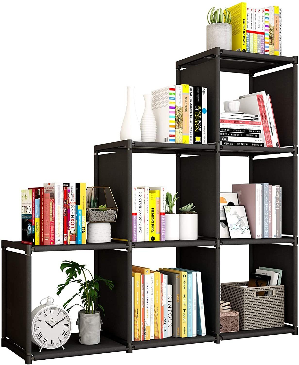 6 Cube Storage Organizer Rack DIY Bookshelf Toy Shelf Modular Bookcase Closet Cabinet In Living Room