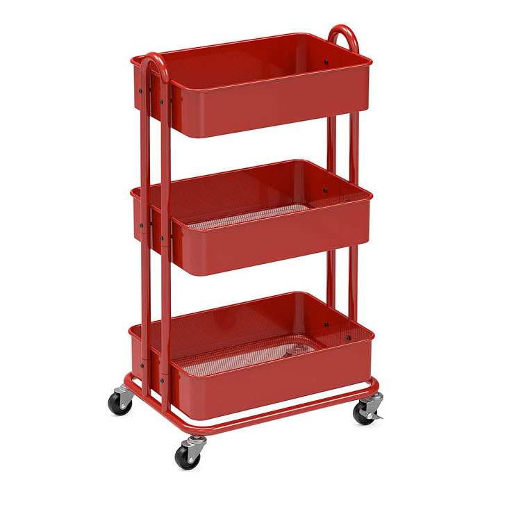 3 Tier Rolling Utility Cart Metal Trolley Service Craft Cart Storage Organizer with Wheels for Office, Bathroom, Kitchen