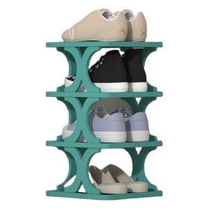 Space Saving Shoe Storage Rack Organizer Plastic Small Foldable Free Standing Shoe Rack