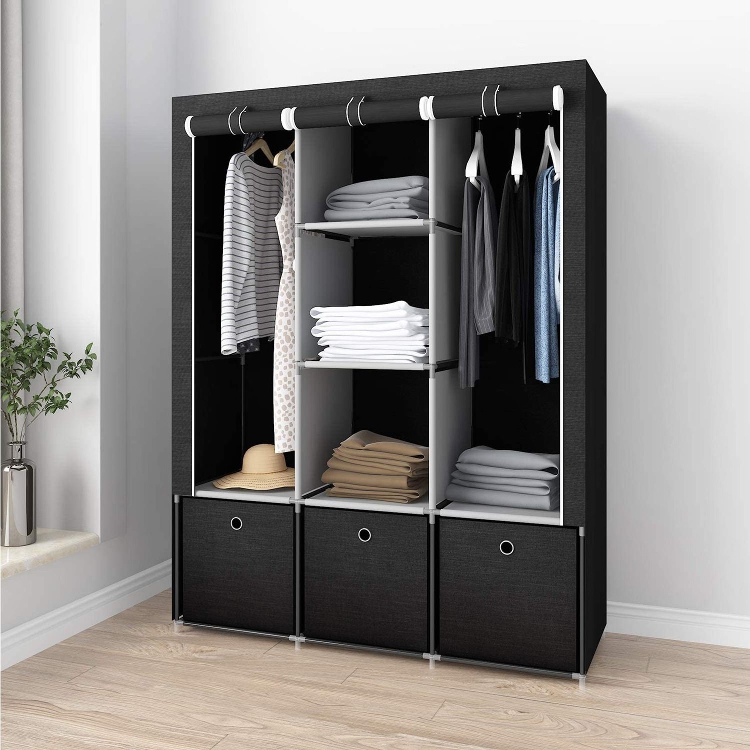 Modern Hanging closet organizer Bedroom Stand style clothes wardrobe closet for sale