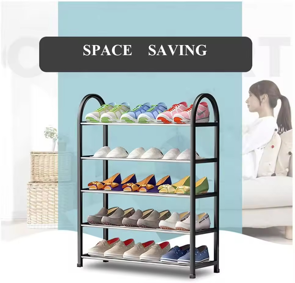 Home Entry Way Simple Foldable Shoe Rack Fashion Storage Organizer Adjustable Thin Shoe Rack