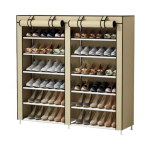 Foldable Vertical Shoe Rack Portable 7 Tier Free Standing Furniture Shoe Storage Rack With Dust-Proof Fabric Cover