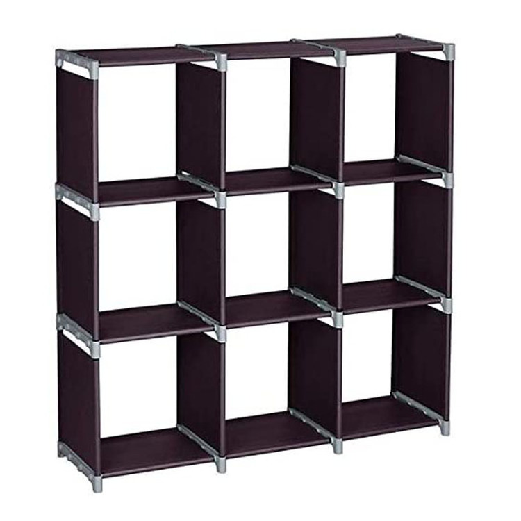 Assembled DIY 9 cube storage bookcase non-woven folding bookshelf suitable for home, office, bedroom, home storage