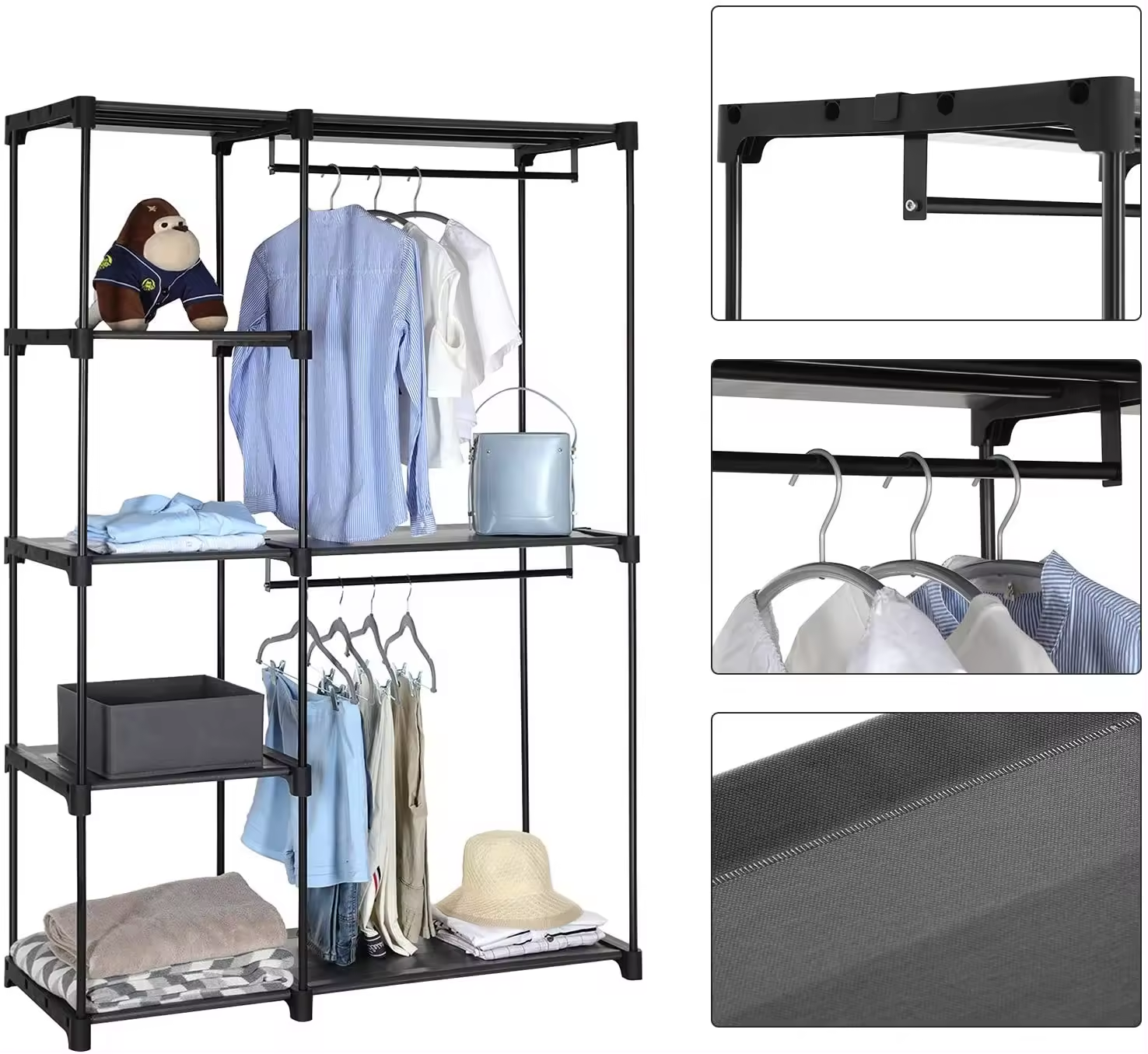 Buy Products Stand Alone Closet Organizer, Portable Closet with hanging rod, Hanger storage organizer