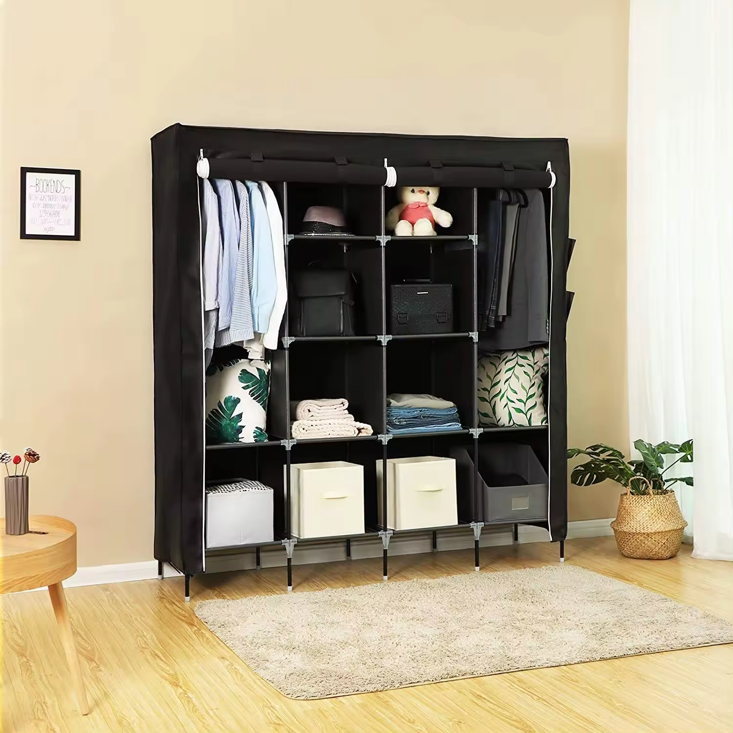 Modern Steel And Metal Fabric Folding Wardrobe Closet Storage Cabinet Tm-201 For Bedroom And Home Furniture