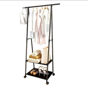 Clothes Rack Small Garment Rack with 2-tier Shelves Clothing Rack on Wheels for Hanging Clothes