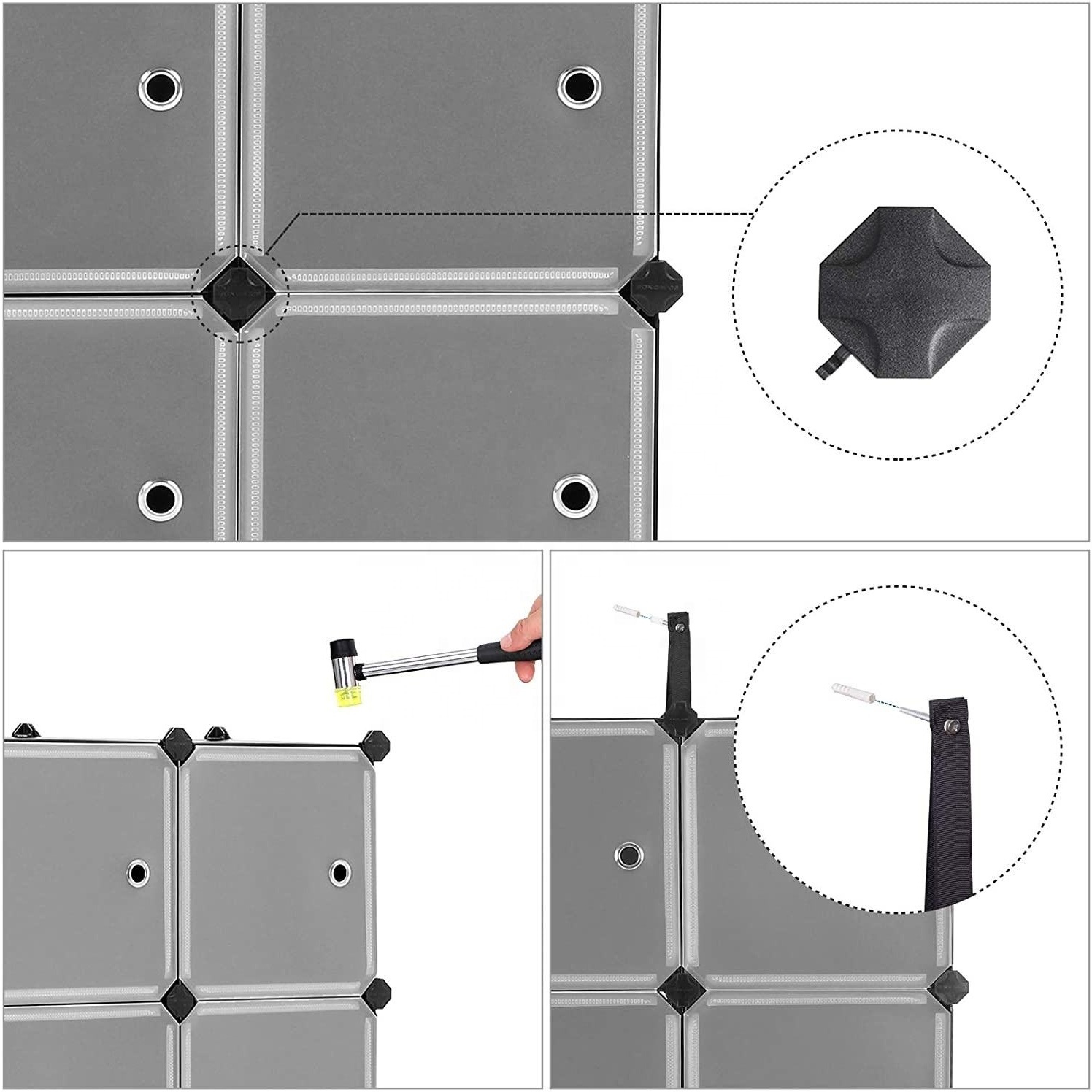 Cube Storage Organizer 12-Cube Closet Storage Shelves, DIY Plastic Closet Cabinet, Modular Bookcase  Shelving with Doors