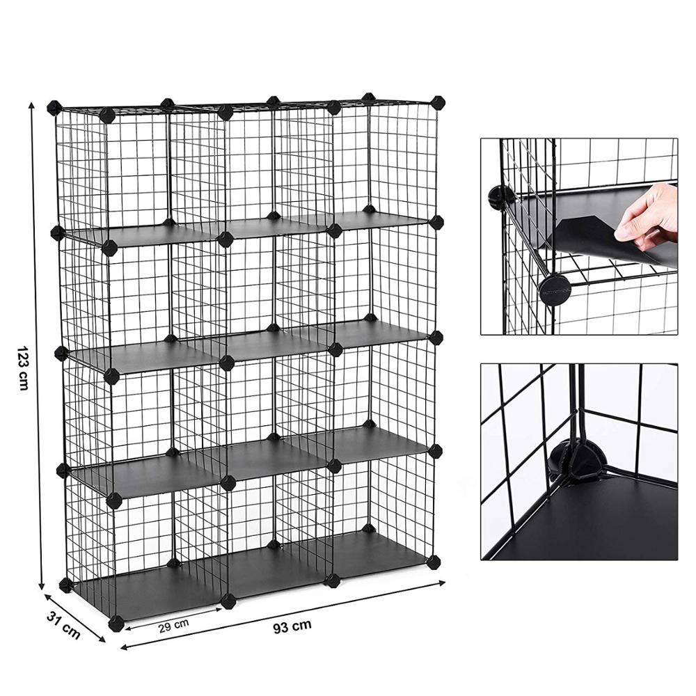 DIY 12-Cube Closet Cabinet and Modular Shelving Grids, Wire Mesh Shelves and Rack