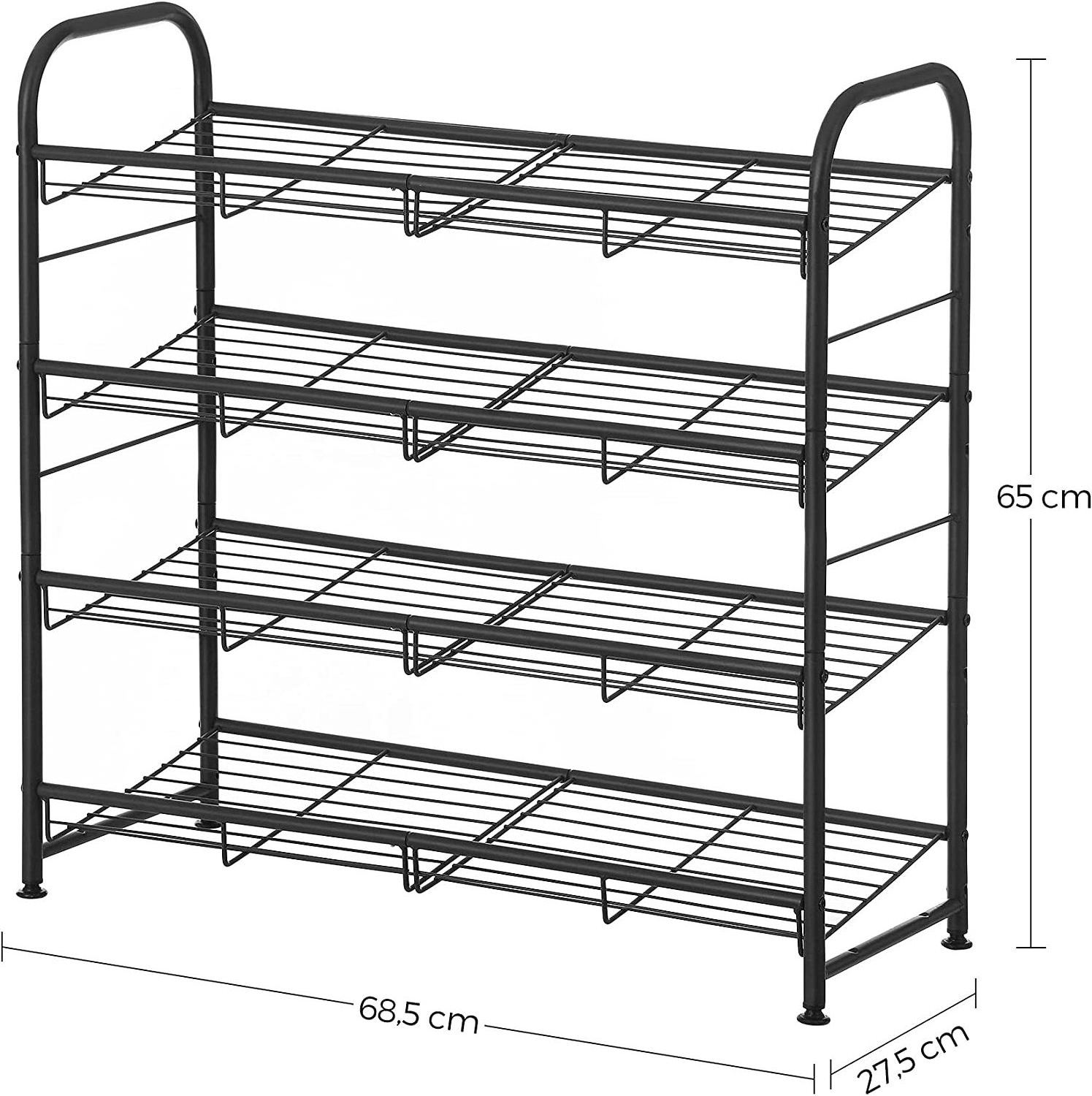 4-Tier Stackable Small Shoe Rack Shoe Shelf Storage Organizer for Entryway, Hallway and Closet