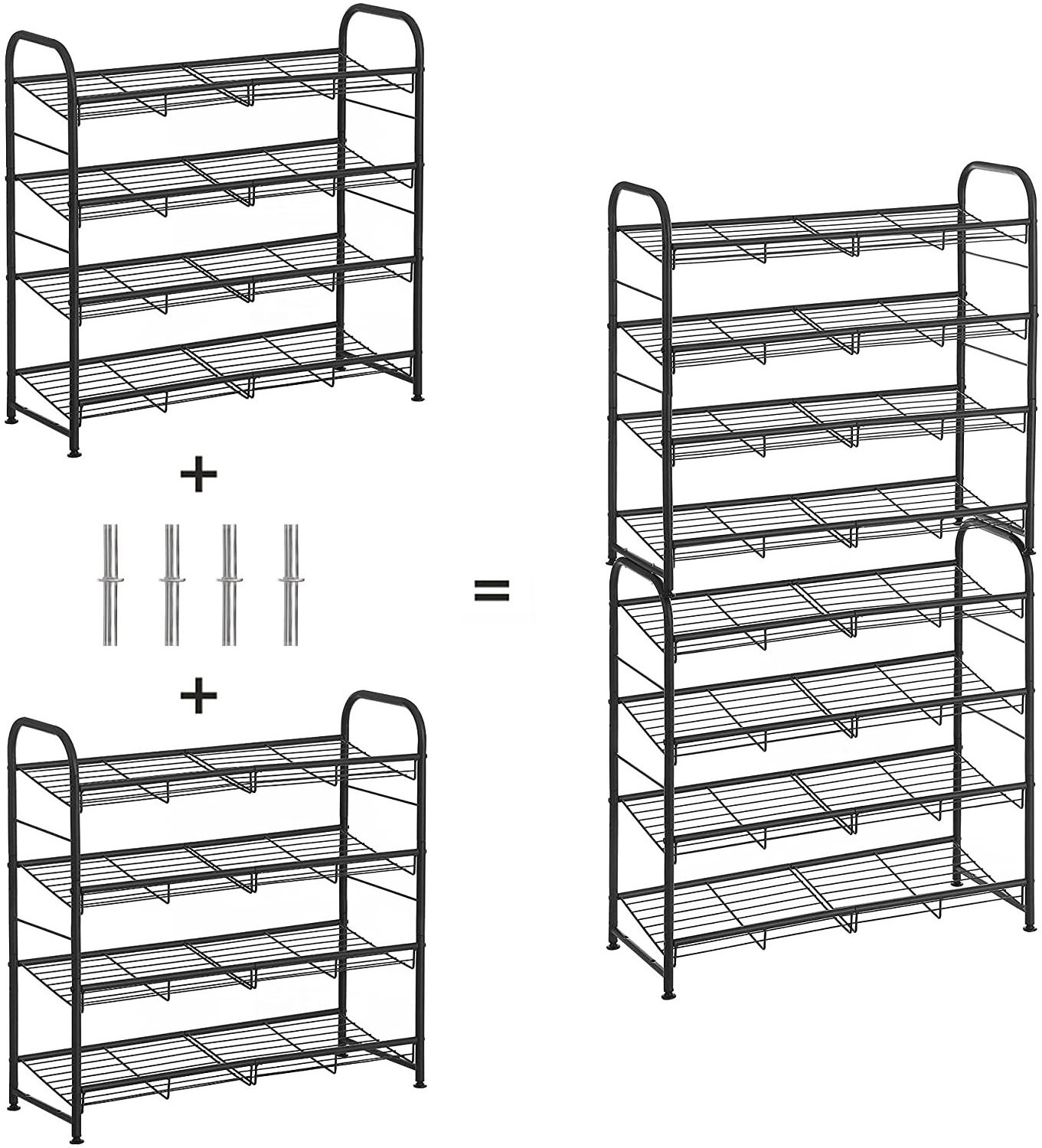 4-Tier Stackable Small Shoe Rack Shoe Shelf Storage Organizer for Entryway, Hallway and Closet