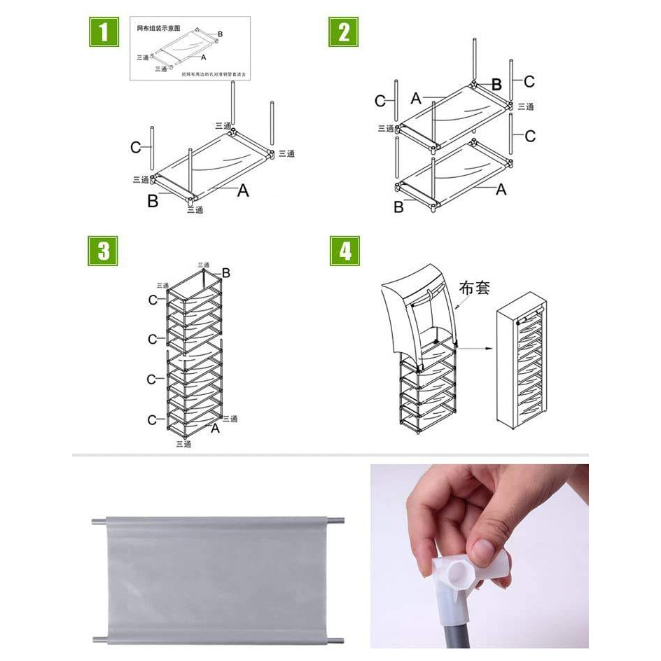 Simple Economical 9 Tiers Cloth Shoe Rack Portable Shoe Rack Fabric Cover And Easy To Assemble Holder