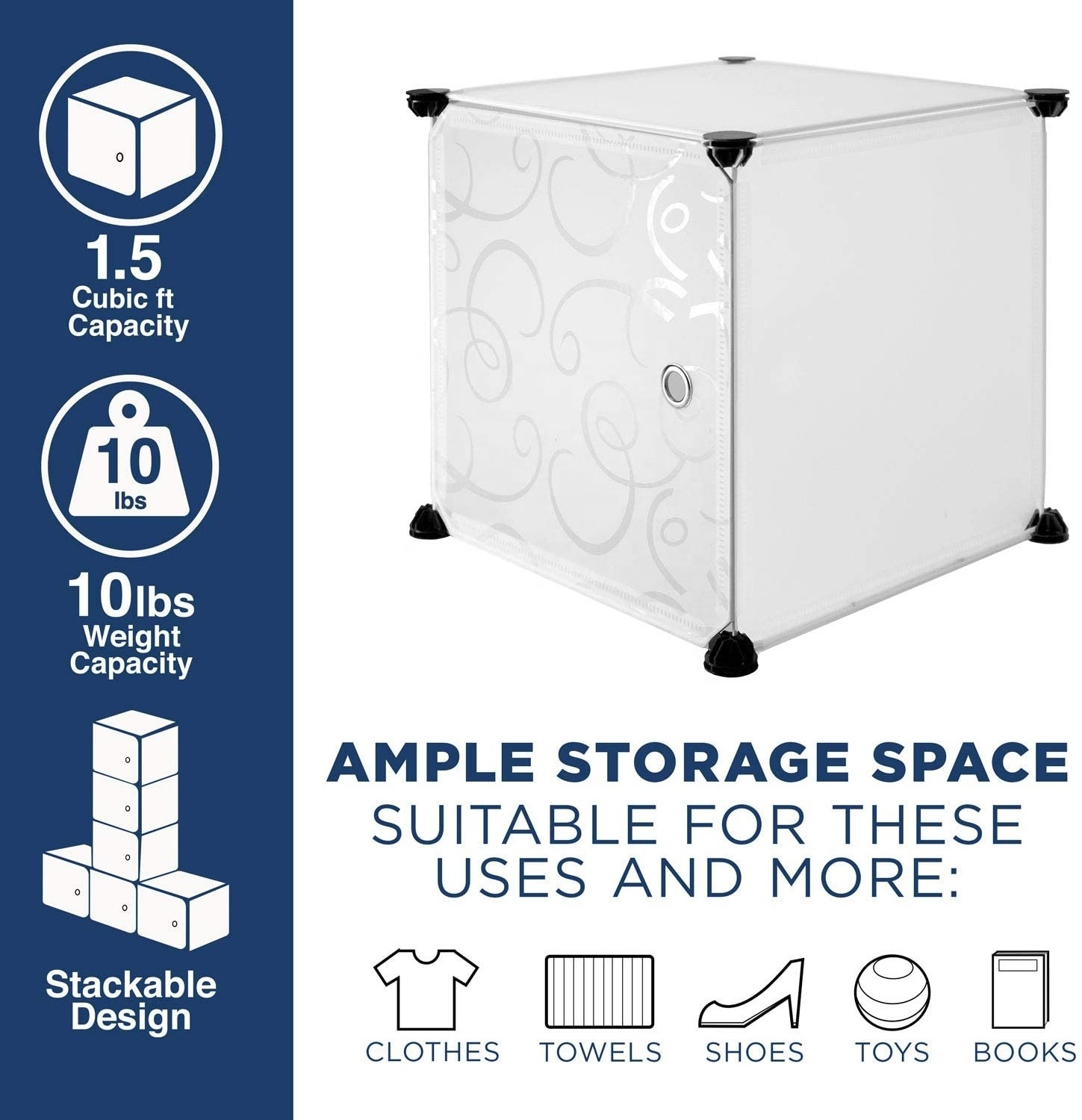 Cube Storage Organizer - 9 Cubes | Stackable Portable Closet Organizer Shelves, Modular Cabinet with Doors and Hammer