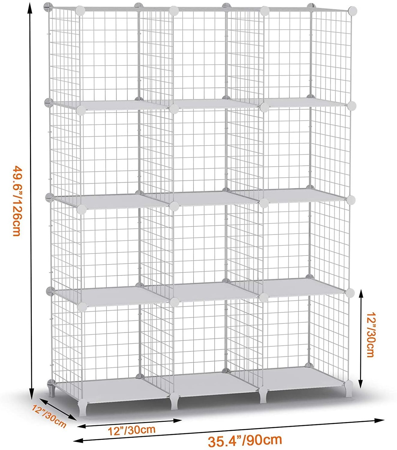 Wire Cube Storage 12-Cube Organizer Metal Wire C Grids Storage Storage Bins Shelving Modular Bookshelf Shelf Closet Cabinet