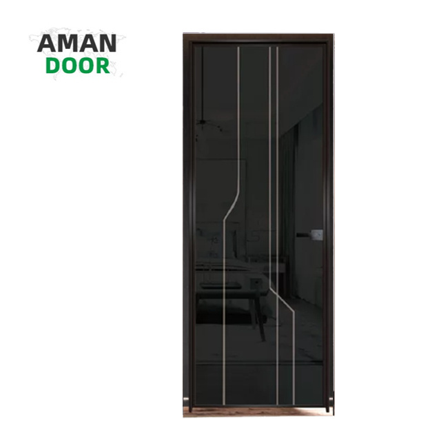 AMAN DOOR  toilet folding sliding pvc door for bathroom