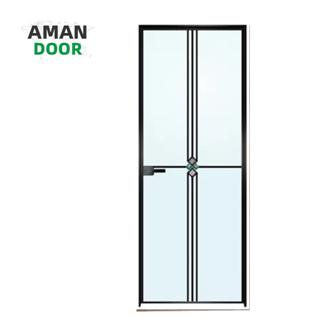 AMAN DOOR swing aluminium door toilet glass door