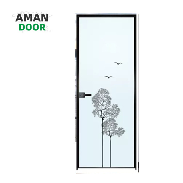 AMAN DOOR swing aluminium door toilet glass door