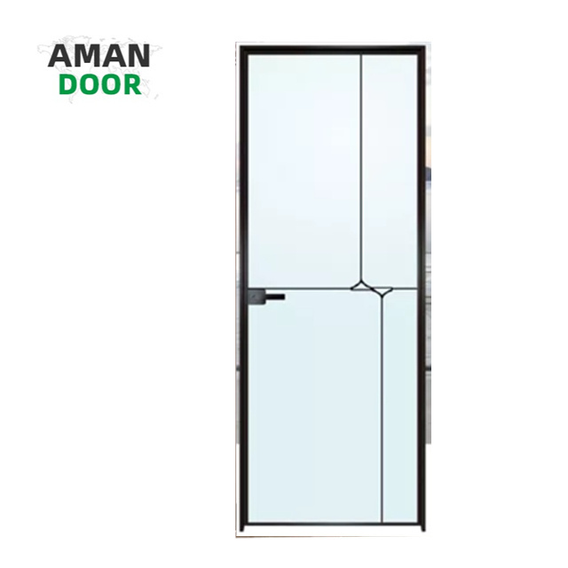 AMAN DOOR swing aluminium door toilet glass door