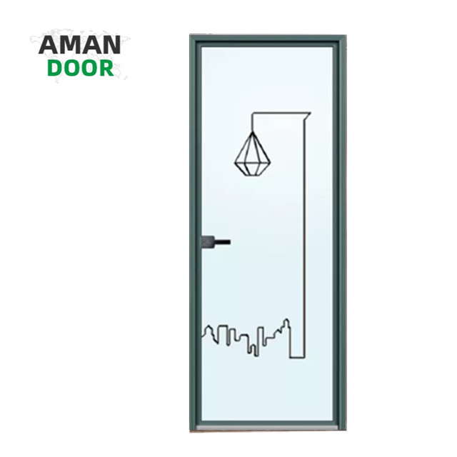 AMAN DOOR swing aluminium door toilet glass door