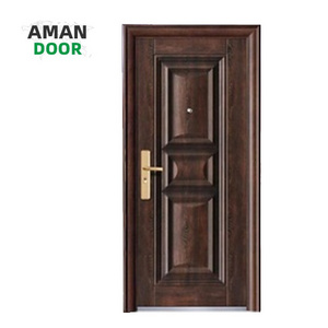 AMAN DOOR Custom Exterior Main Security Door Design Safety Metal Steel Front Entry Door with Window