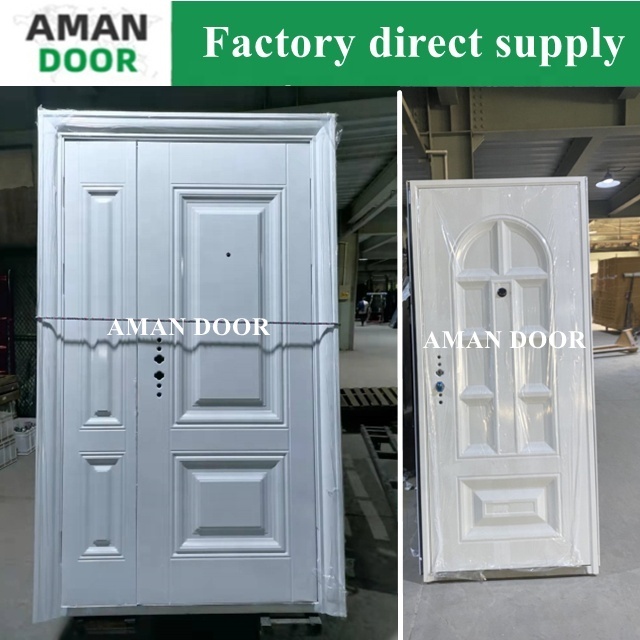 AMAN DOOR Custom Exterior Main Security Door Design Safety Metal Steel Front Entry Door with Window