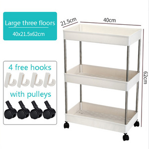 Household Drain Hole Design Big Space kitchen rolling shelf storage cart, Kitchen Trolley With Wheel Storage