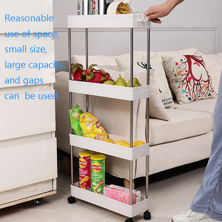 Household Drain Hole Design Big Space kitchen rolling shelf storage cart, Kitchen Trolley With Wheel Storage