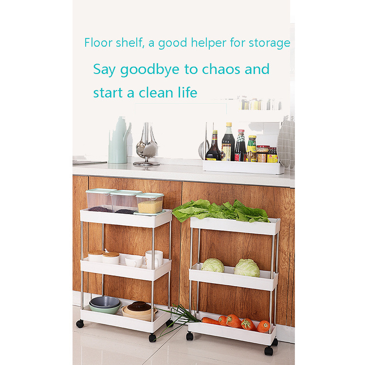 Household Drain Hole Design Big Space kitchen rolling shelf storage cart, Kitchen Trolley With Wheel Storage