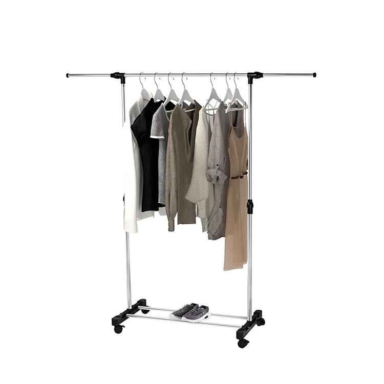 Adjustable Staning Extendable Double Pole Cloth Rack Hanger And Drying Clothes Racks